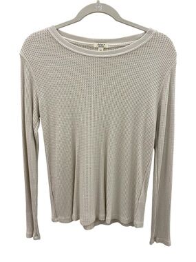 dylan Waffle-Knit Long Sleeve Top - Beige
